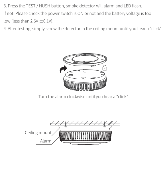 স্মোক অ্যালার্মের ইনস্টলেশন ধাপ 3 এবং 4