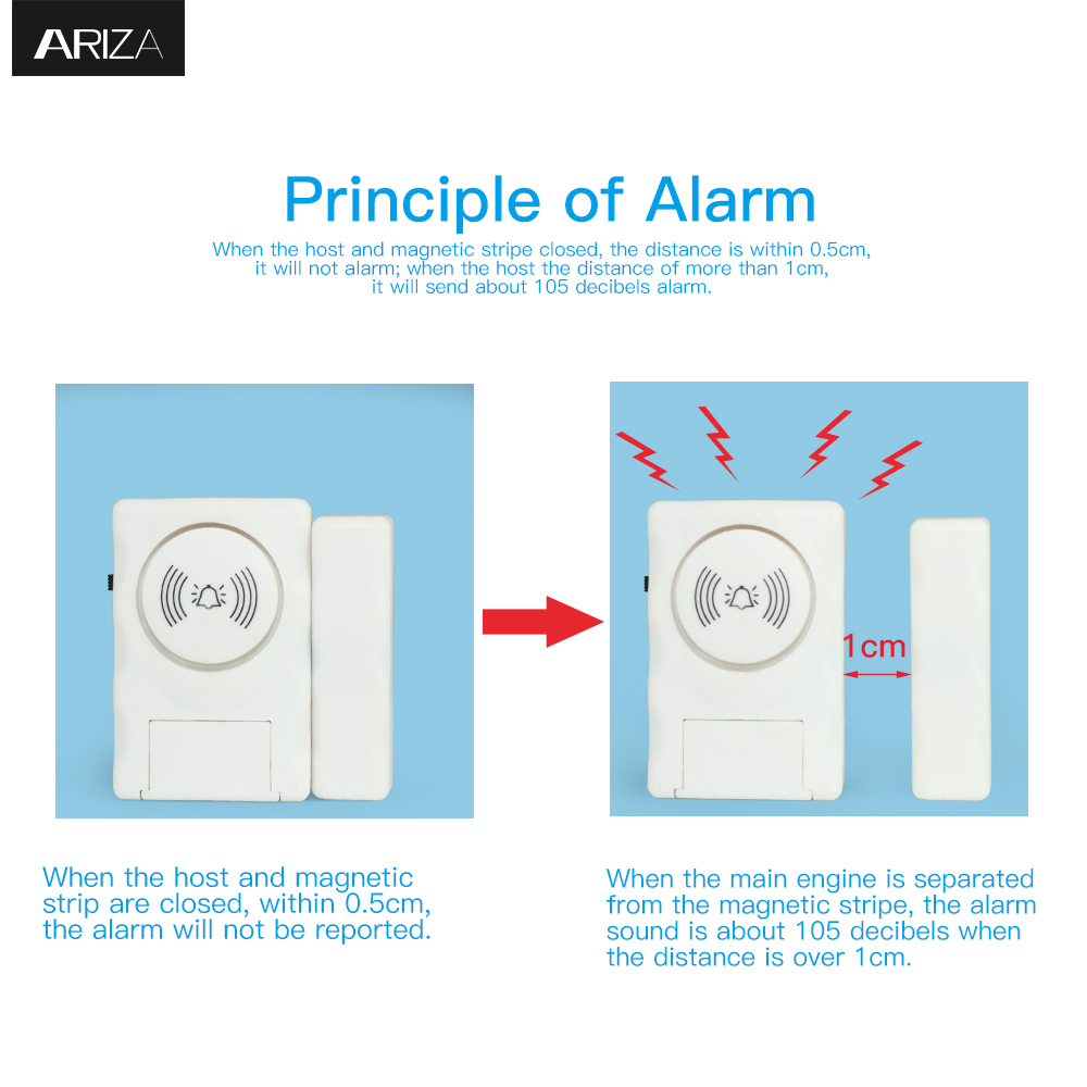 Hot sale Security Alarm System Smart Home -
 Kids Safety Home Security 115 dB Loud Wireless Remote Door Alarm Windows Open Alarms Magnetic Sensor Pool Alarm  – Ariza