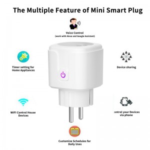 Minuterie de contrôle sans fil Tuya Smart Life App, prise murale Wifi intelligente, norme ue, 16a, avec moniteur de consommation d'énergie