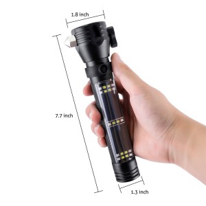 I-Outdoor Solar Powered LED Flashlight Multi Function Solar Escape Rescue Flashlight Ithoshi eliphathekayo lokuhamba nge-Hiking Camping